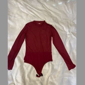 Adara Maroon/Dark Red Mesh Bodysuit
